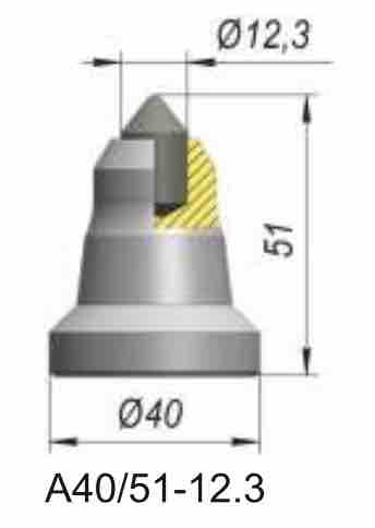 Другая форма головной части и твердосплавной вставки